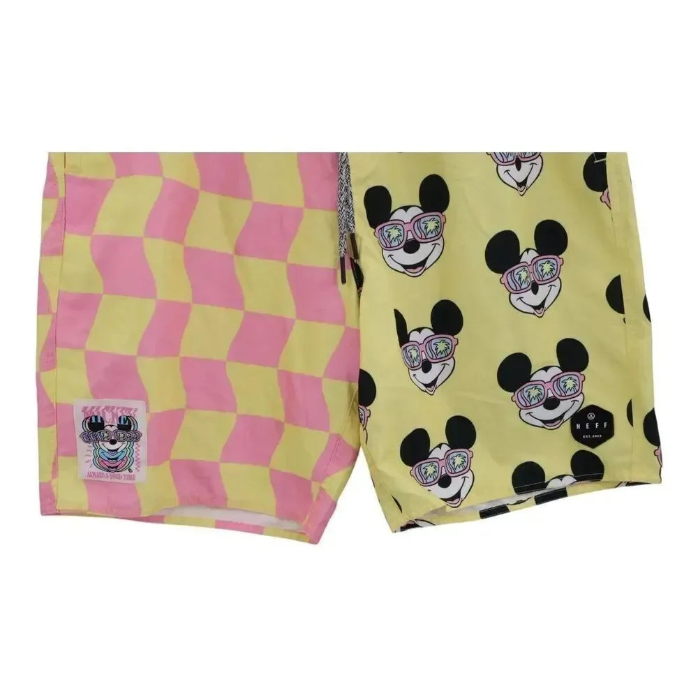 Neff x Disney Mickey Mouse Checkered Swim Trunks Shorts Men's Large